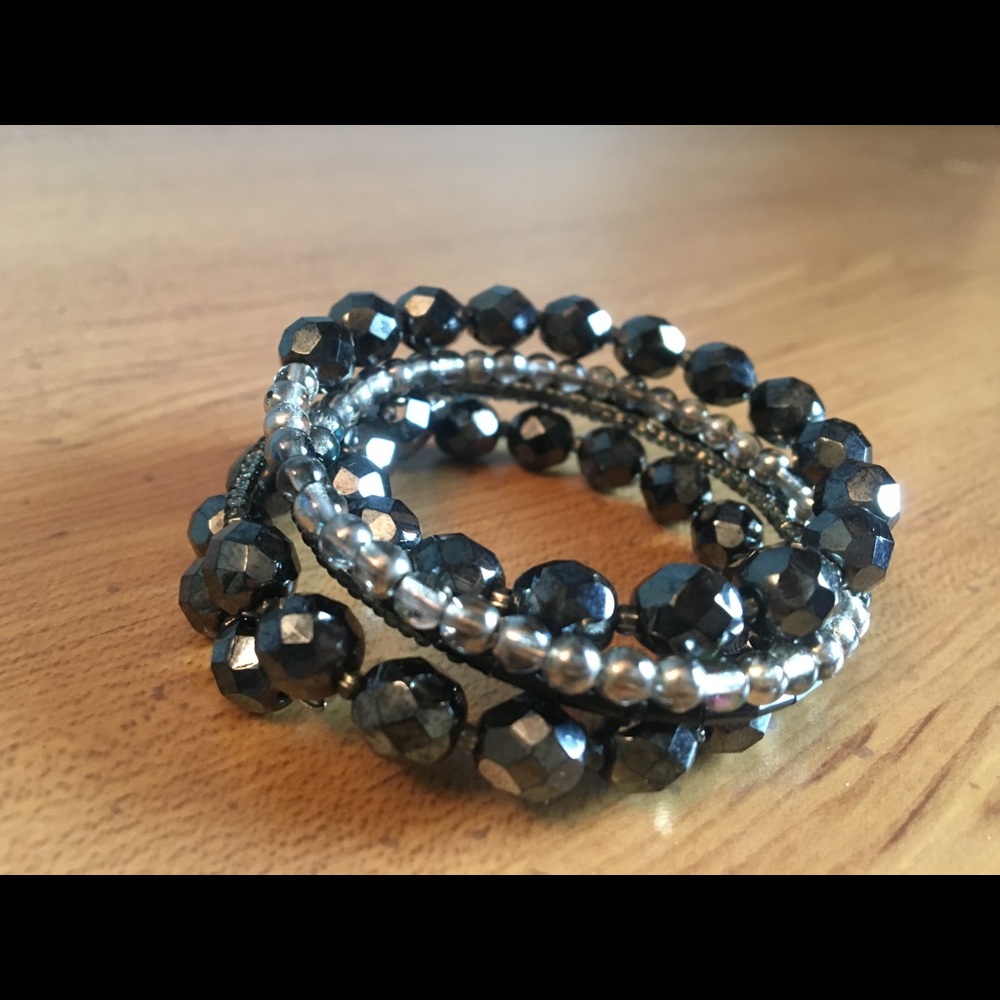Multi textured silver bracelet from fair trade